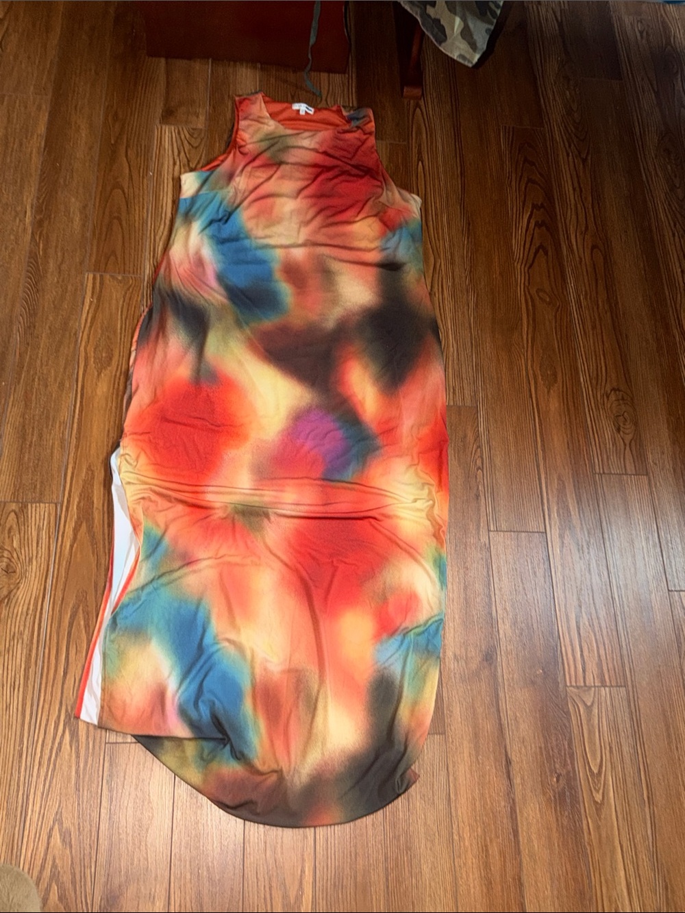 Fashion Nova Multicolor Tie-Dye Maxi Dress - Orange, Blue, Red